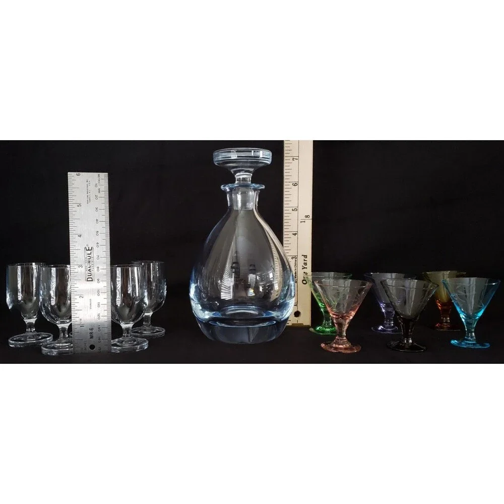Vintage SIGNED Strombergshyttan Swedish Decanter w/Stopper & 11 Cordials